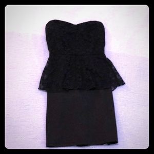 G by Guess Strapless Peplum Lace Dress